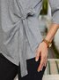 Plain Crew Neck Knot Detial Half Sleeve Tunic Top