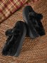 Vintage Plain All Season Wearable Daily Flat Shoes Faux Fur Slip On Deep Mouth Single Shoes for Women