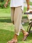 Plain Autumn Linen No Elasticity Loose Wide leg pants Cotton H-Line Regular Casual Pants for Women