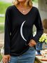 Plain Summer Casual Micro-Elasticity Long sleeve Fit Crew Neck Regular H-Line Tunic T-Shirt for Women