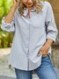 Plain Autumn Casual Buttoned No Elasticity Long sleeve Loose Regular Shirt Collar Tunic Blouse for Women