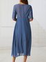 Women Holiday Dress Plain Half Sleeve Party Comfy Elegant Wedding Guest Midi Dress