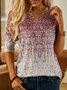 Ethnic Long Sleeve Notched Casual T-Shirt