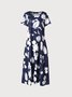 Cotton Blends Floral Loose Short Sleeve Woven Dress