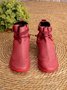 Women Casual Soft Braided Strap Lether PU Flat Heel Snow Boots