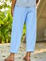 Floral Summer Casual Drawstring Lightweight No Elasticity Cotton Long H-Line Casual Pants for Women