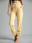 Solid Drawstring Casual Linen Pants Women Trousers