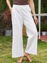 Women's Linen Casual Plain Baggy WIde Leg Long Pant