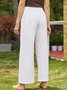 Women's Linen Casual Plain Baggy WIde Leg Long Pant