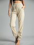 Solid Drawstring Casual Linen Pants Women Trousers