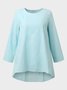 Women Casual 3/4 Sleeve Loose Top Blouse Shirt