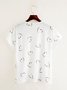 Women's Heart Printed V Neck Cotton Blend Short Sleeve Casual Tunic T-Shirt