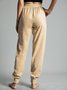 Solid Drawstring Casual Linen Pants Women Trousers